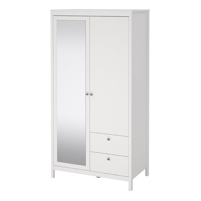 Madrid Wardrobe with 1 Door 1 Mirror Door 2 Drawers White — detail view