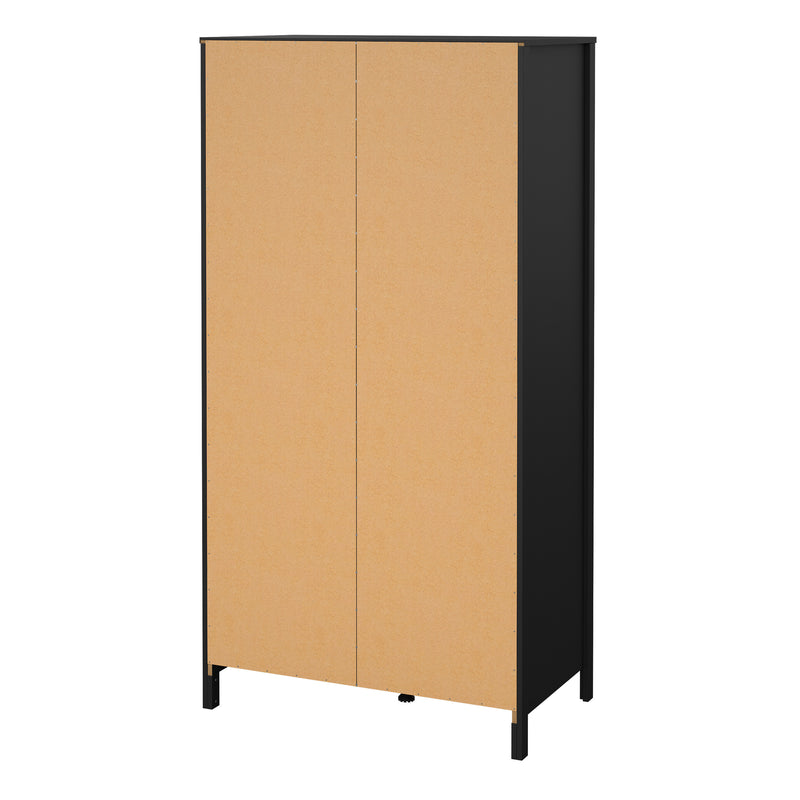 Madrid Wardrobe with 1 Door 1 Mirror Door 2 Drawers Matt Black — alternative angle