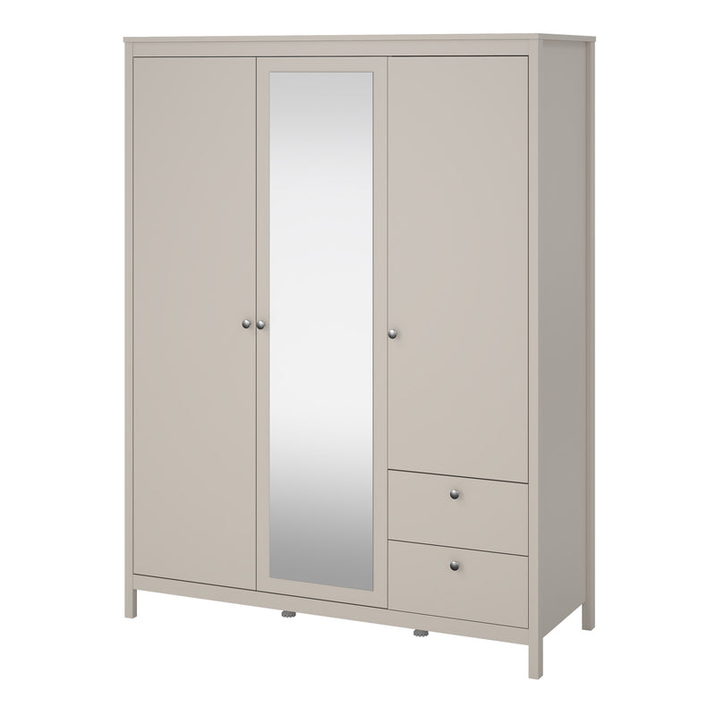 Madrid Wardrobe with 2 Doors + 1 Mirror Door + 2 Drawers in Cashmere — detail view