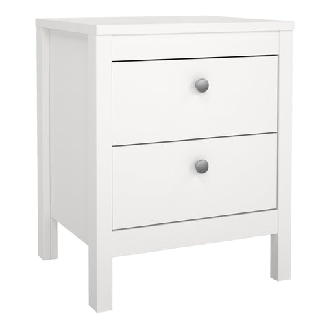 Madrid Bedside Table 2 Drawers in White — front view