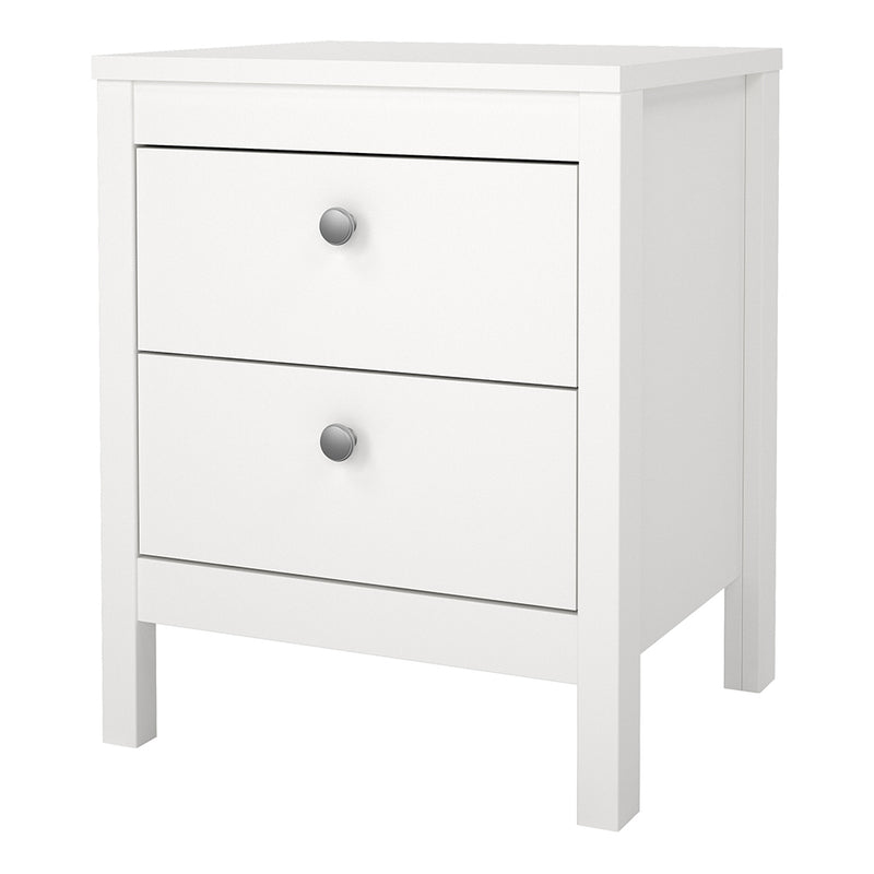 Madrid Bedside Table 2 Drawers in White — detail view