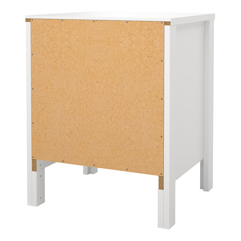 Madrid Bedside Table 2 Drawers in White — alternative angle