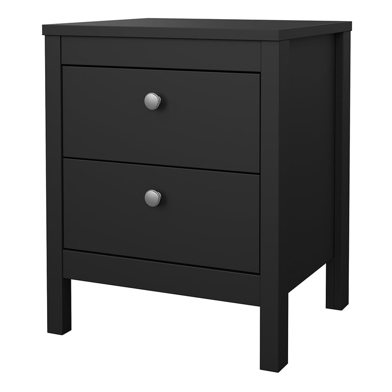 Madrid Bedside Table 2 Drawers in Matt Black — detail view