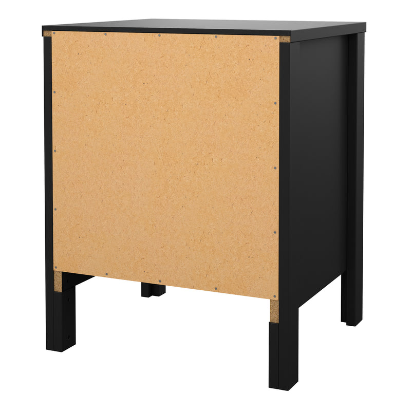 Madrid Bedside Table 2 Drawers in Matt Black — alternative angle