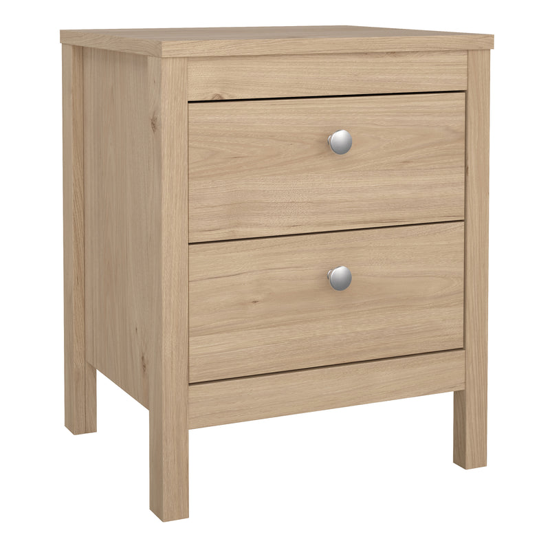 Madrid Bedside Table 2 Drawers in Jackson Hickory Oak — front view