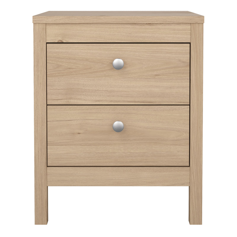 Madrid Bedside Table 2 Drawers in Jackson Hickory Oak — side angle