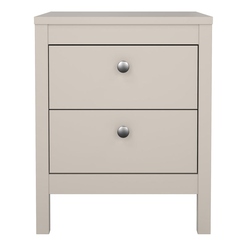 Madrid Bedside Table 2 Drawers in Cashmere — side angle
