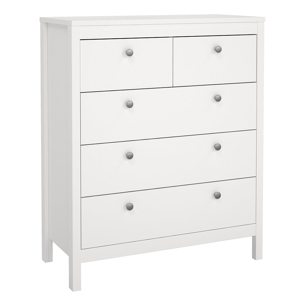 Madrid Chest 3+2 Drawers in White — front view