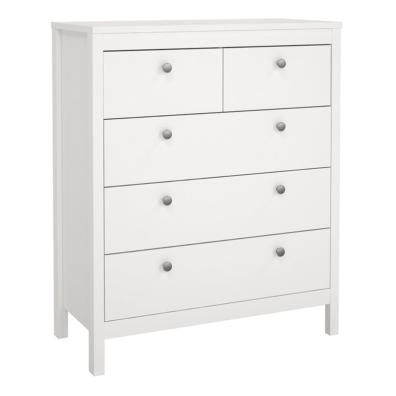 Madrid Chest 3+2 Drawers in White — front view