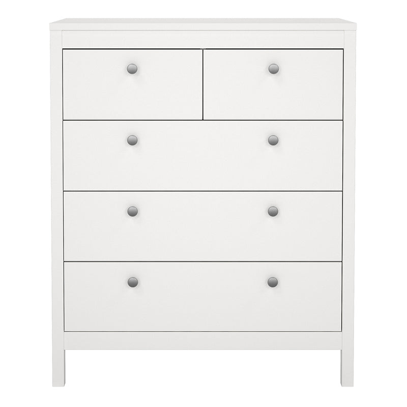 Madrid Chest 3+2 Drawers in White — side angle