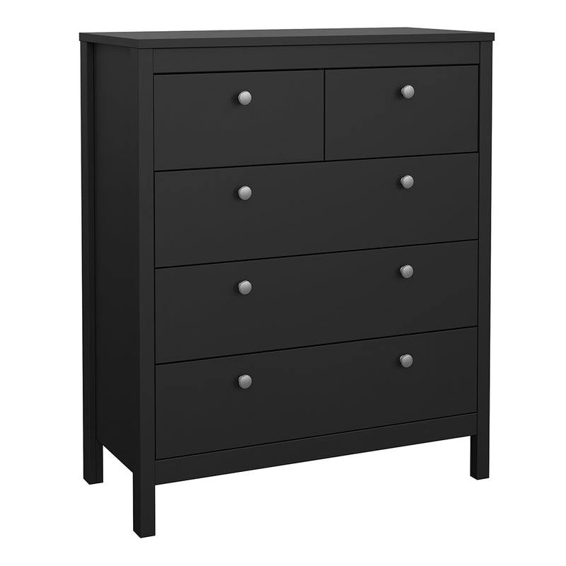 Madrid Chest 3+2 Drawers in Matt Black — front view