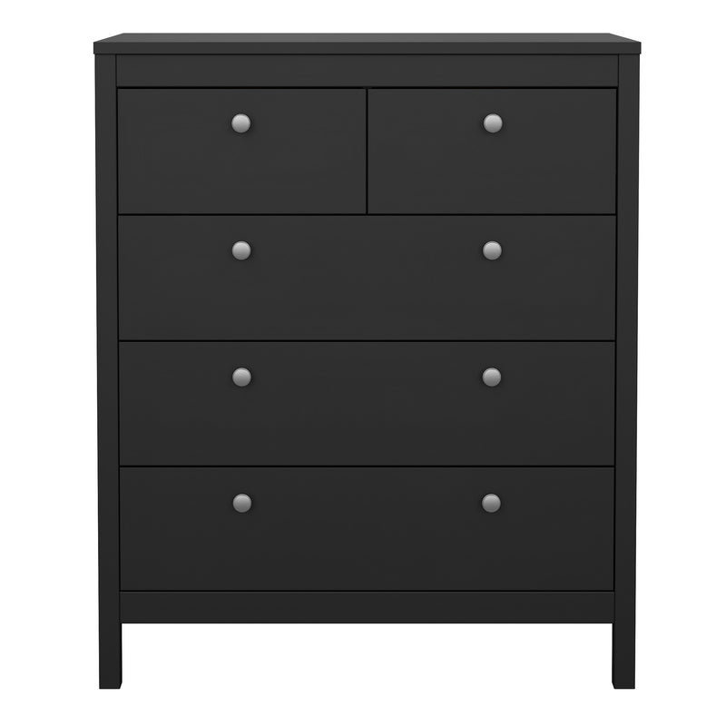 Madrid Chest 3+2 Drawers in Matt Black — side angle