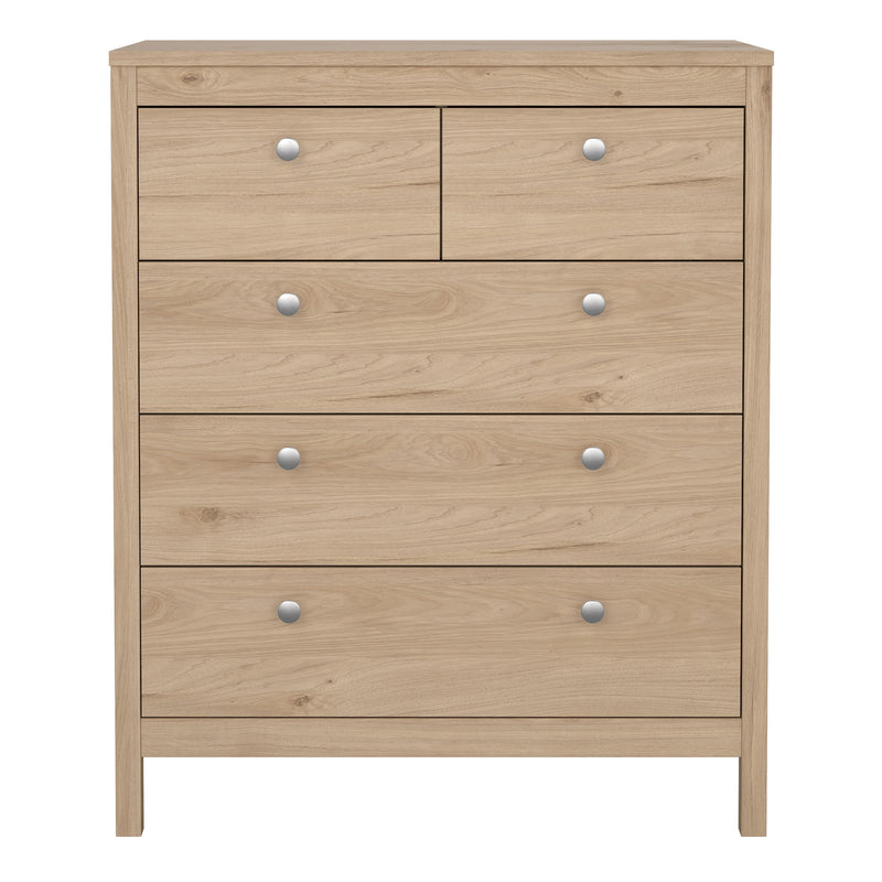 Madrid Chest 3+2 Drawers in Jackson Hickory Oak — side angle
