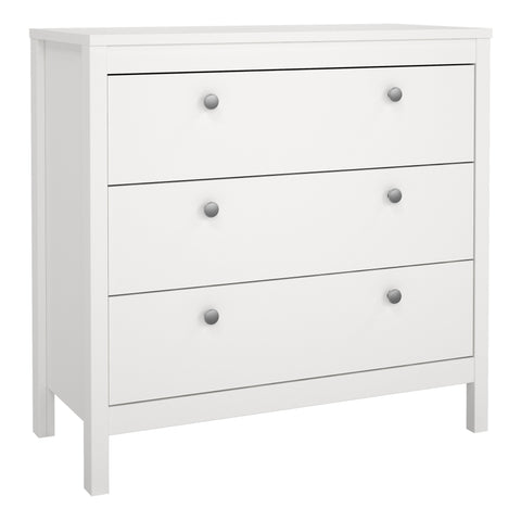 Madrid Chest 3 Drawers in White — front view