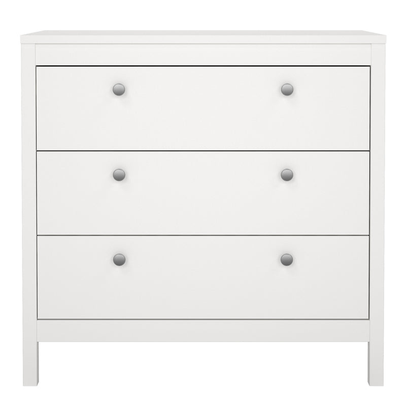 Madrid Chest 3 Drawers in White — side angle