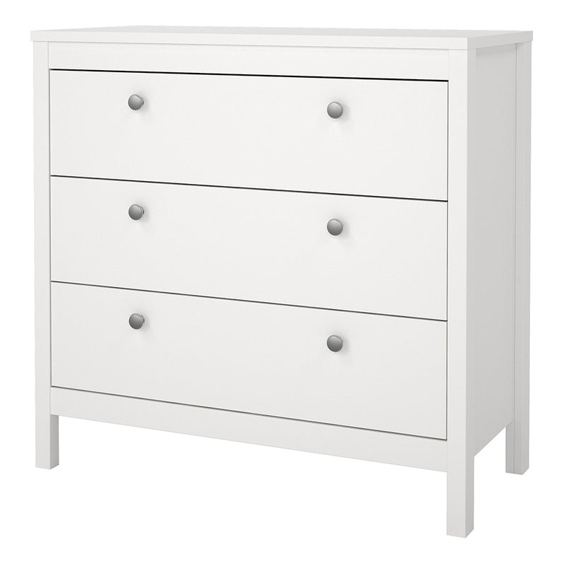 Madrid Chest 3 Drawers in White — detail view