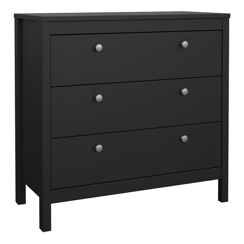 Madrid Chest 3 Drawers in Matt Black — front view