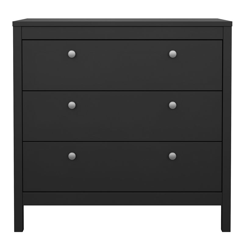 Madrid Chest 3 Drawers in Matt Black — side angle