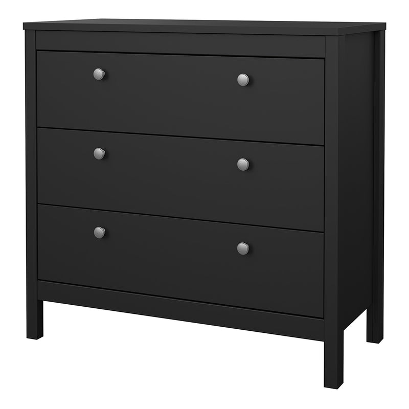 Madrid Chest 3 Drawers in Matt Black — detail view