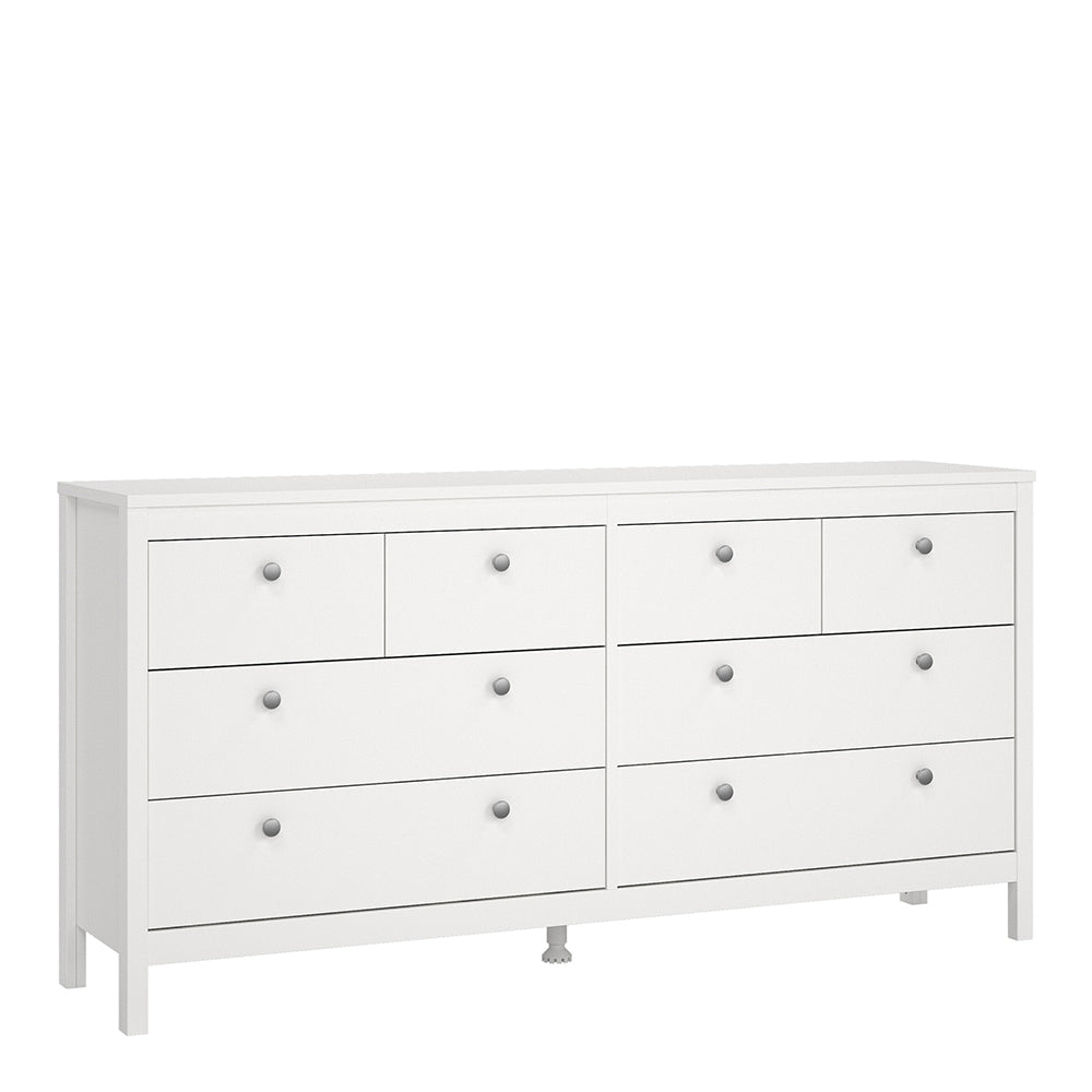 Madrid Double Dresser 4+4 Drawers in White — front view