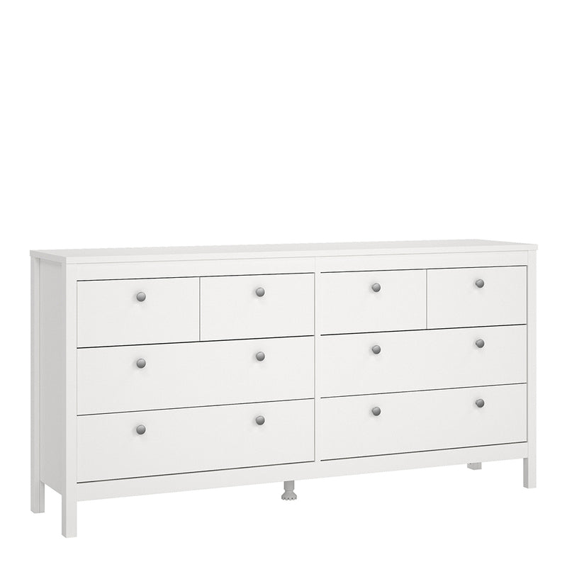 Madrid Double Dresser 4+4 Drawers in White — front view