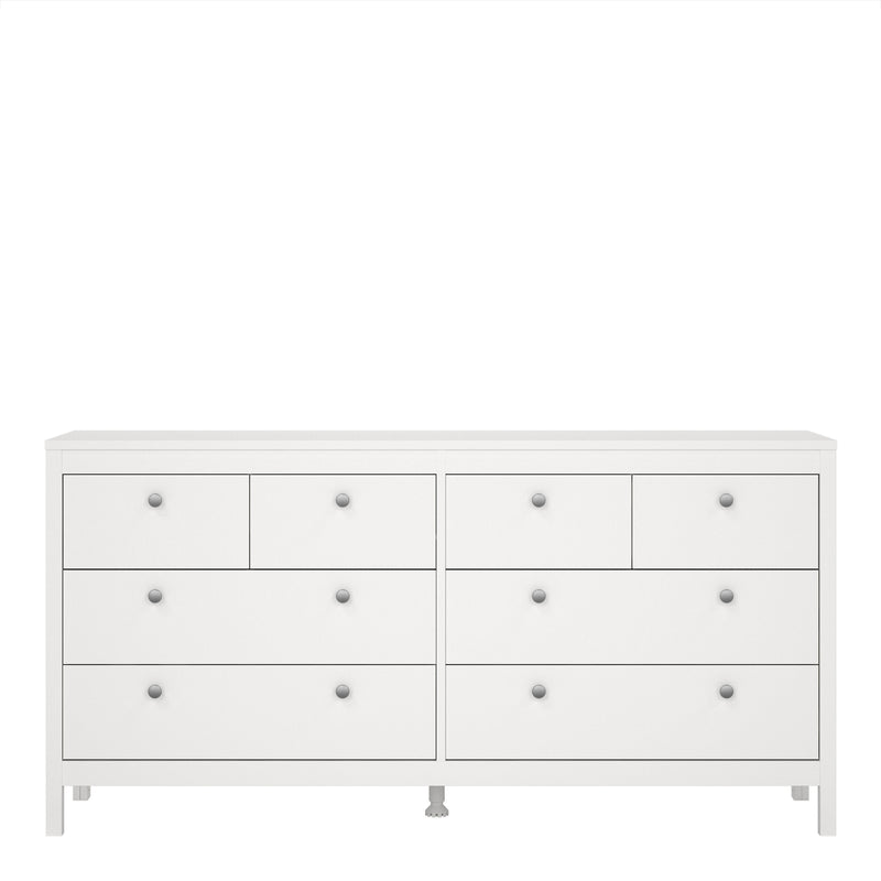 Madrid Double Dresser 4+4 Drawers in White — side angle