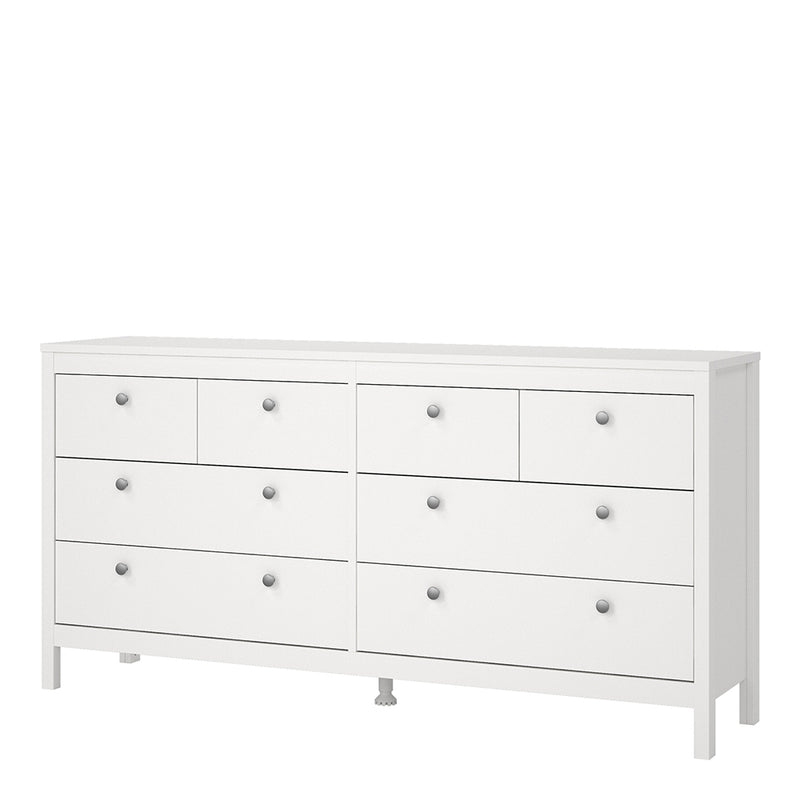 Madrid Double Dresser 4+4 Drawers in White — detail view