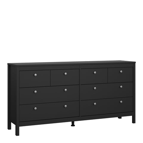 Madrid Double Dresser 4+4 Drawers in Matt Black — front view