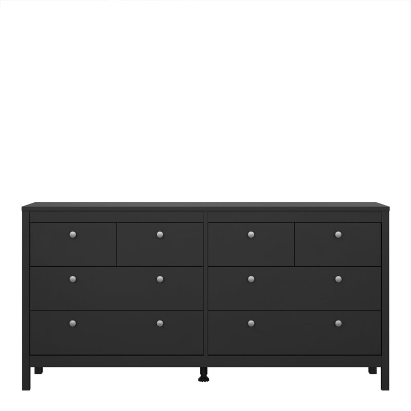 Madrid Double Dresser 4+4 Drawers in Matt Black — side angle