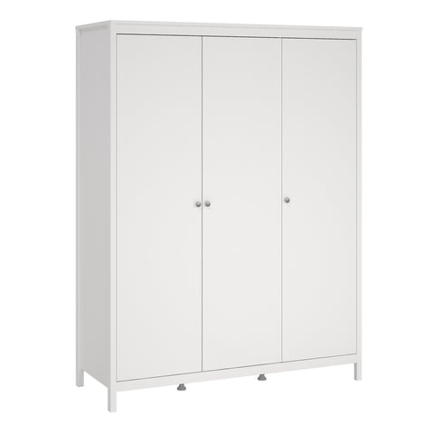 Madrid Wardrobe with 3 Doors in White — front view