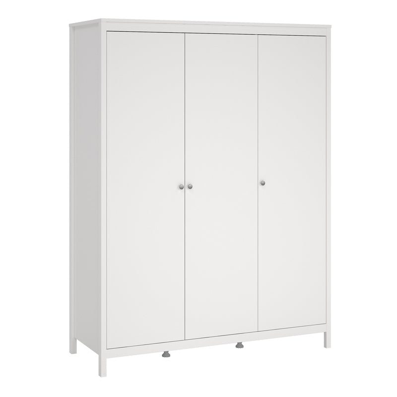 Madrid Wardrobe with 3 Doors in White — front view