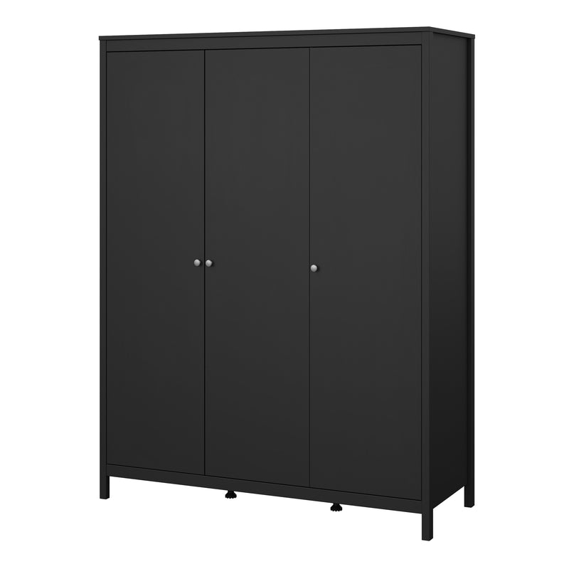 Madrid Wardrobe with 3 Doors in Matt Black — detail view