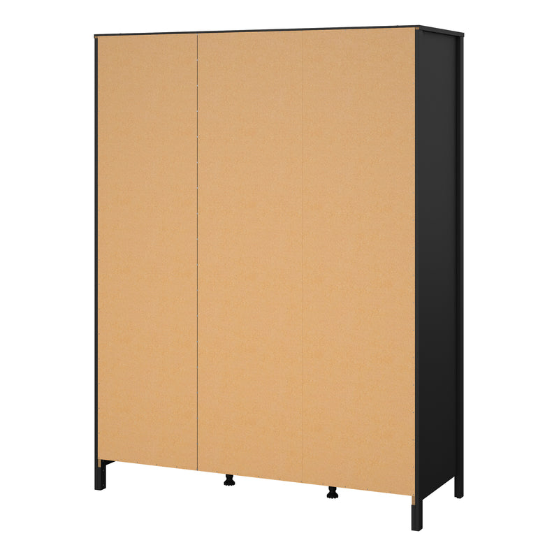 Madrid Wardrobe with 3 Doors in Matt Black — alternative angle