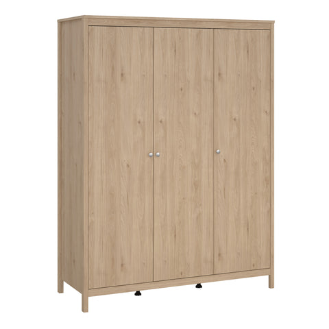 Madrid Wardrobe with 3 Doors in Jackson Hickory Oak — front view
