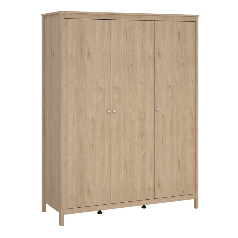 Madrid Wardrobe with 3 Doors in Jackson Hickory Oak — front view