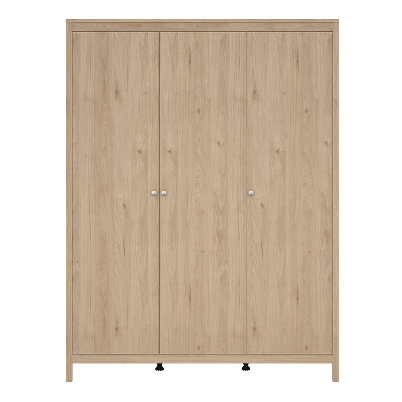 Madrid Wardrobe with 3 Doors in Jackson Hickory Oak — side angle