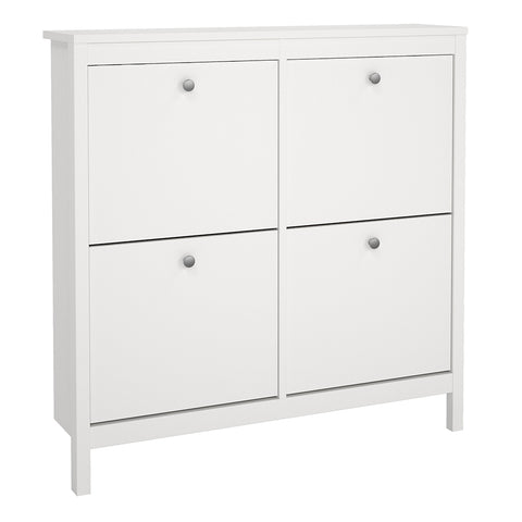 Madrid Shoe Cabinet 4 Flip Down Doors in White — front view