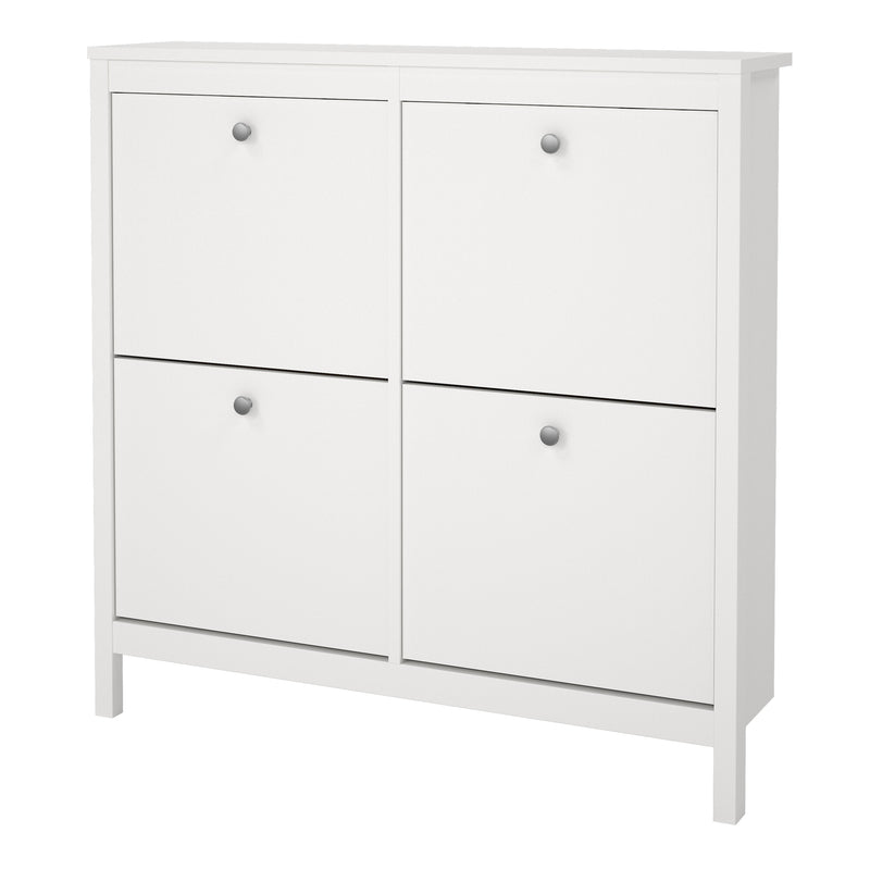 Madrid Shoe Cabinet 4 Flip Down Doors in White — detail view