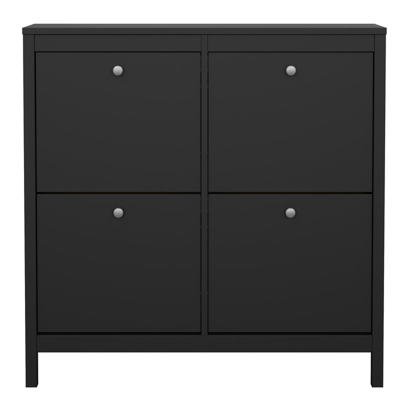 Madrid Shoe Cabinet 4 Flip Down Doors in Matt Black — side angle