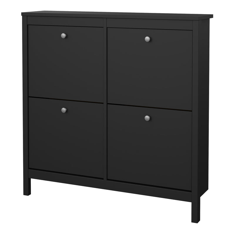 Madrid Shoe Cabinet 4 Flip Down Doors in Matt Black — detail view