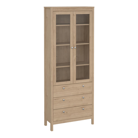 Madrid China Cabinet 2 Doors with Glass + 3 Drawers in Jackson Hickory Oak — front view