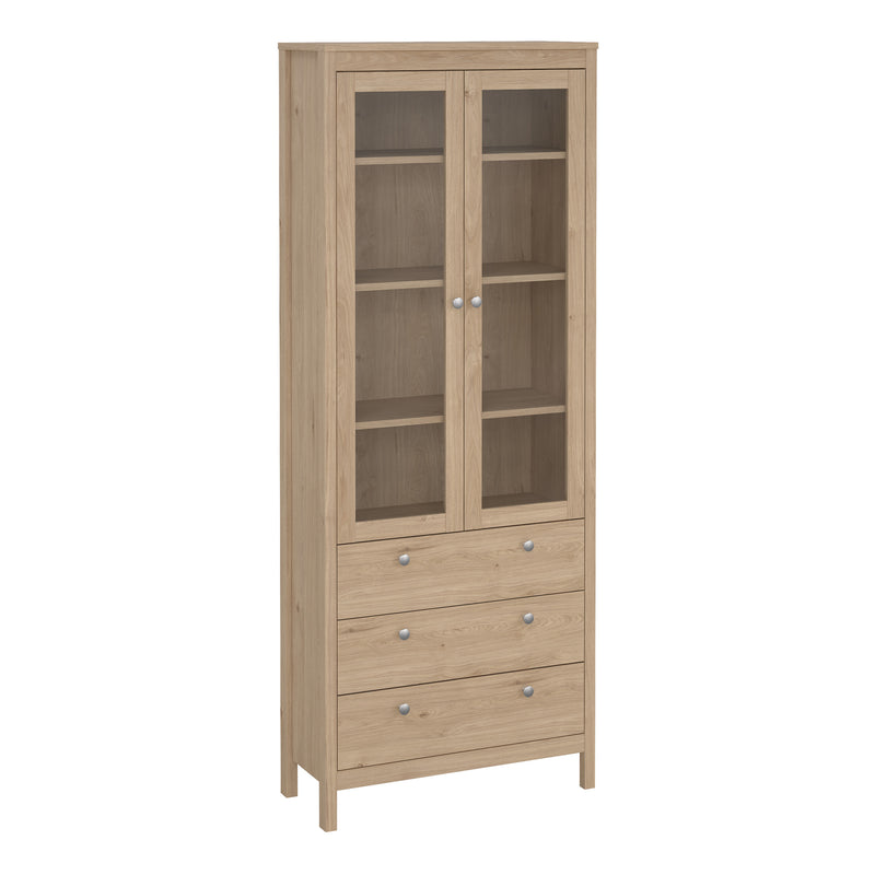 Madrid China Cabinet 2 Doors with Glass + 3 Drawers in Jackson Hickory Oak — front view