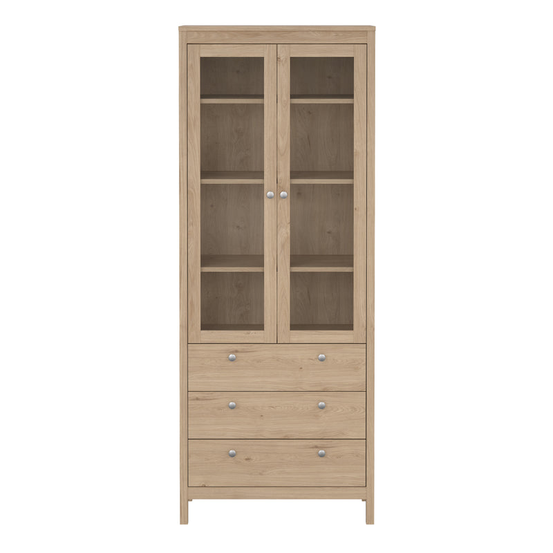 Madrid China Cabinet 2 Doors with Glass + 3 Drawers in Jackson Hickory Oak — side angle