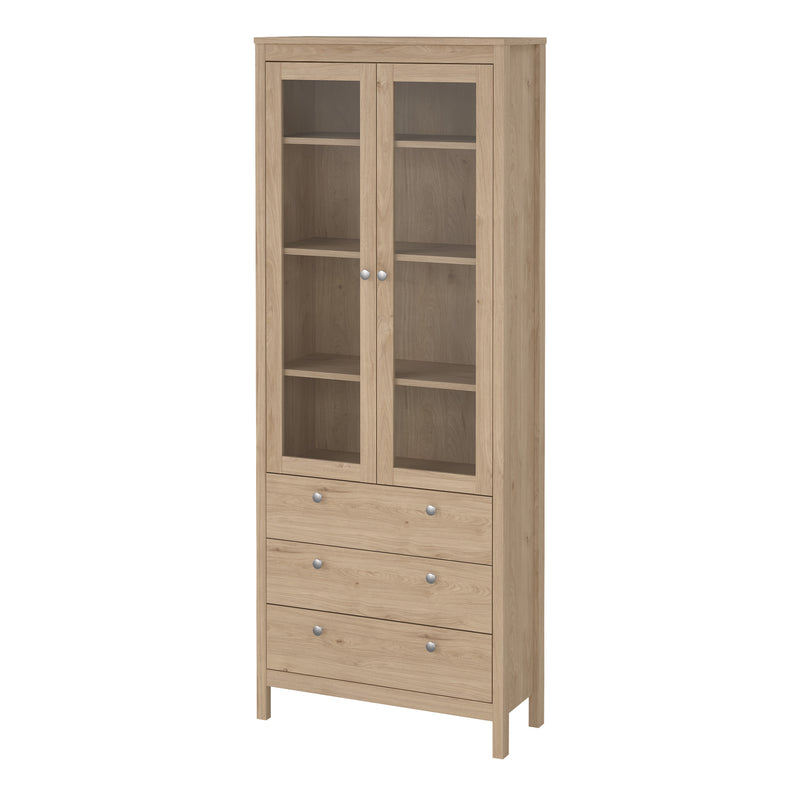 Madrid China Cabinet 2 Doors with Glass + 3 Drawers in Jackson Hickory Oak — detail view