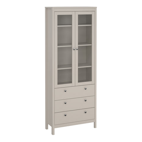 Madrid China Cabinet 2 Glass Doors with 3 Drawers in Cashmere — front view