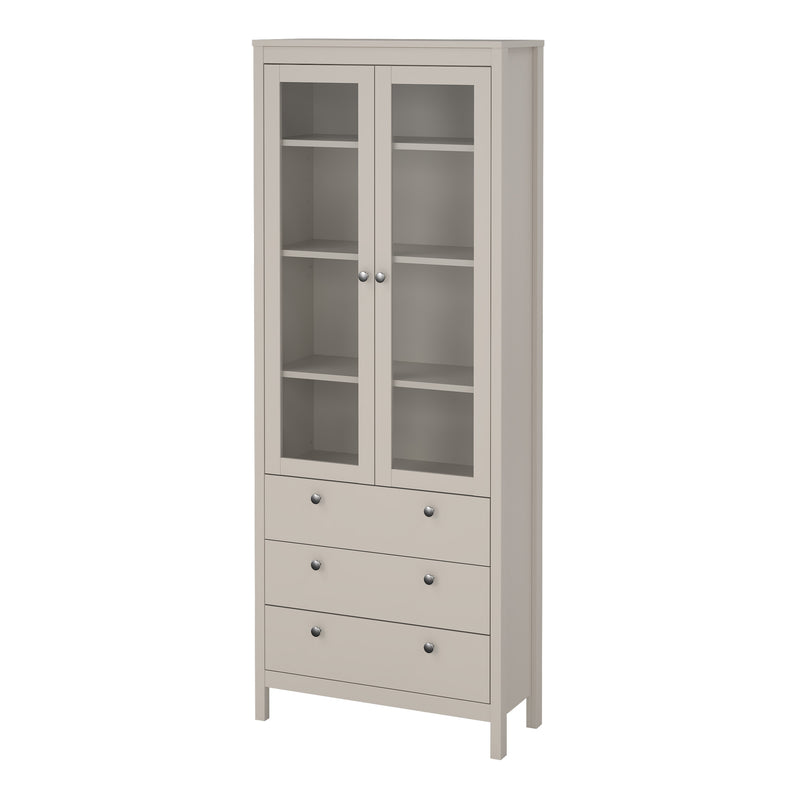 Madrid China Cabinet 2 Glass Doors with 3 Drawers in Cashmere — detail view