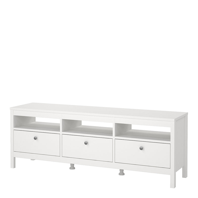 Madrid TV Unit 3 Drawers in White — detail view