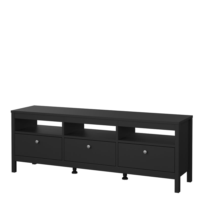 Madrid TV Unit 3 Drawers in Matt Black — detail view