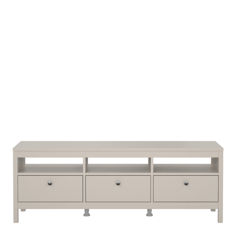 Madrid TV Unit 3 Drawers in Cashmere — side angle