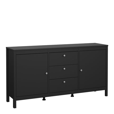 Madrid Sideboard 2 Doors 3 Drawers in Matt Black — front view